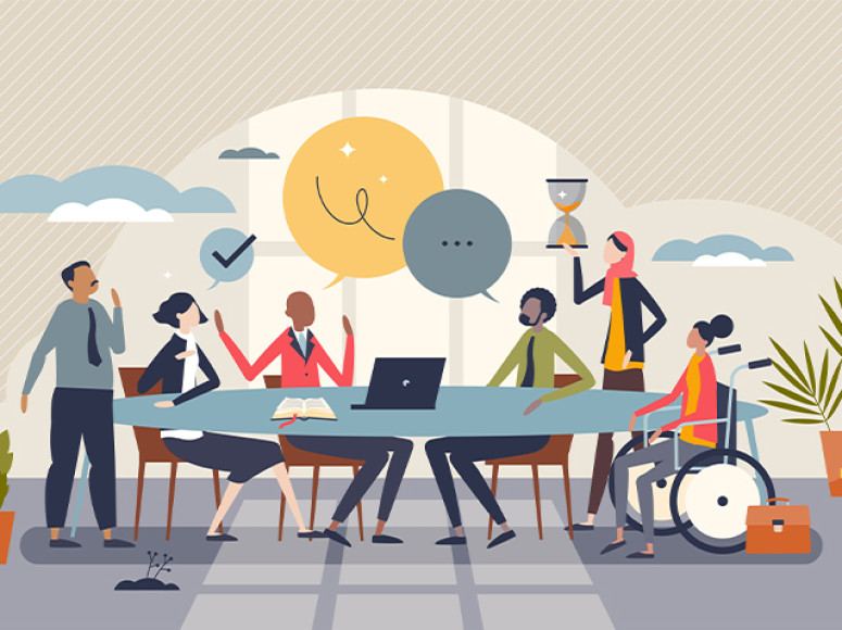 Un groupe inclusif de membres du personnel