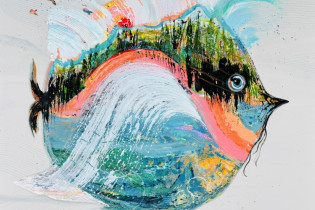 Extrait de la toile Les jeux de la mer de l'artiste Bgali, repérsentant un poisson coloré